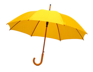 Gelber Regenschirm isoliert auf weißen Hintergrund 