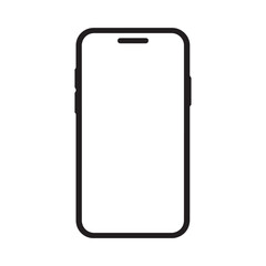 A simple black outline of a smartphone on a white background