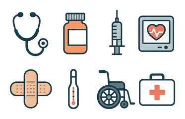Healthcare and medical outline icons set – linear, healthcare symbols and pictograms