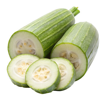 Ivy Gourd Sliced Fresh Vegetable Isolated on Transparent Background