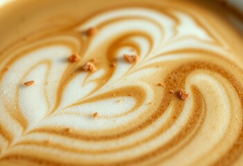 Fototapeta premium Swirling latte foam art with intricate details and textures