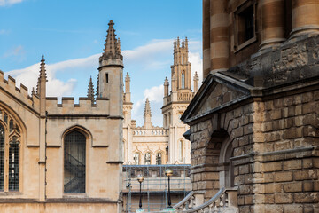 impressive architecture details of the Oxford University buildings, close up abstract