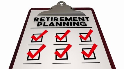 Retirement Planning Checklist Reach Goal Plan Budget Savings 3d Animation