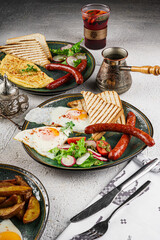 Breakfast with Greens and Fresh Bread