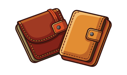 Photo of two rich brown and tan leather wallets, isolated on white background