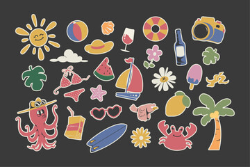 summer sticker collections, vector illustration 