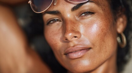 A woman with a tan complexion