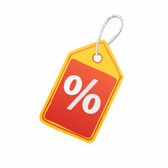 red price tag with percent discount