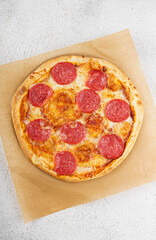Pepperoni pizza with crispy golden crust