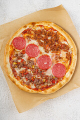 Pepperoni pizza with golden crust and melted cheese