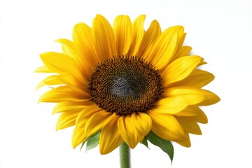 Vibrant Yellow Sunflower on White Background for Botanical Prints