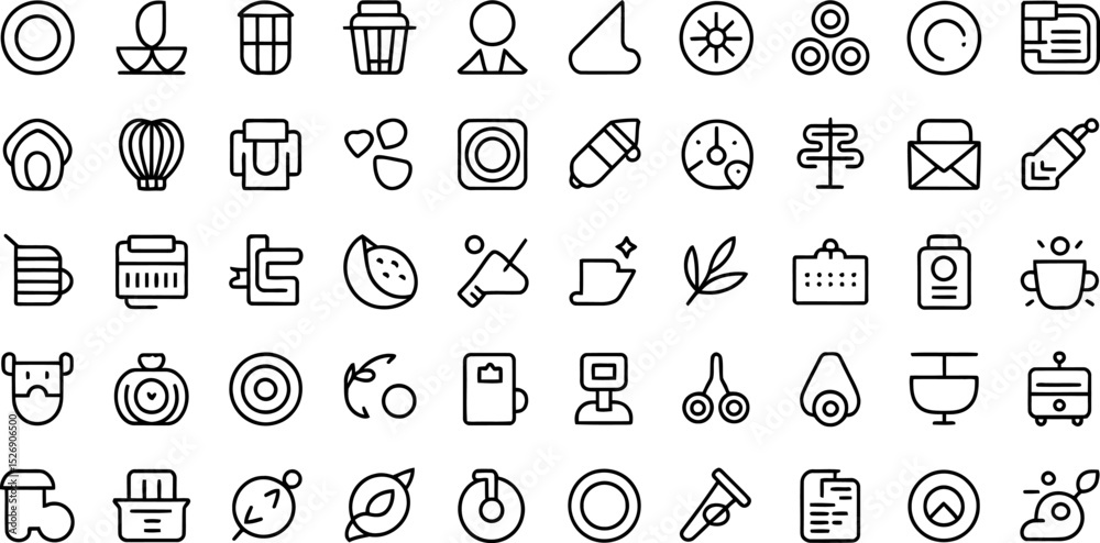 Aufkleber collection of minimalist vector line icons representing various concepts and objects