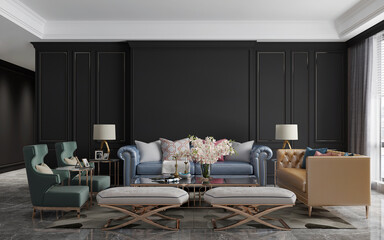 A cozy living room with a comfy couch, stylish chairs, and a table