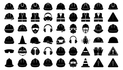 Collection of black safety icons