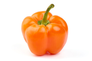 Orange Bell Pepper, isolated on white background.