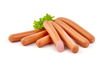 Boiled Sausages, isolated on white background.