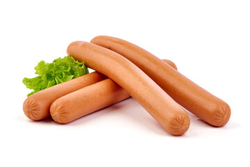 Boiled Sausages, isolated on white background.