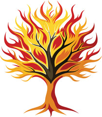 Flaming Tree Art Illustration.