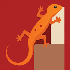 Gecko Climbing Smooth Vertical Wall.