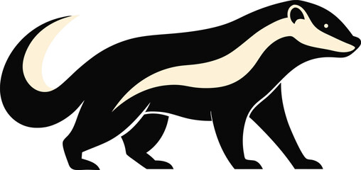 Honey Badger Walking Silhouette Icon.