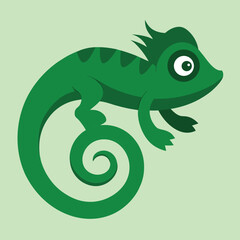 Horned Chameleon with Curled Tail Illustration.