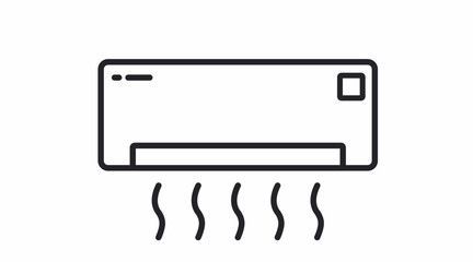 Air Conditioner Icon. Vector isolated black and white air conditioner illustration