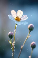 Delicate ice-covered nemophila blossoms, frost, winter wallpaper, element, detail, texture