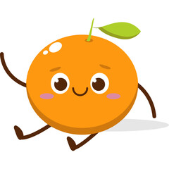 Cute Kawai Orange Character Mascot Element Icon