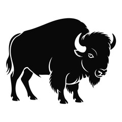 American bison buffalo silhouettes  vector on white background