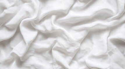 Obraz premium White crumpled linen fabric texture background. Cotton canvas material with soft folds, delicate fiber pattern. Natural handmade eco textile for clothing design, home decor, crafts. Blank wallpaper