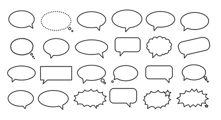 Diverse collection of blank speech and thought bubbles for creative projects vector illustration