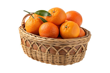 Basket of Oranges Isolated on Clear Background.