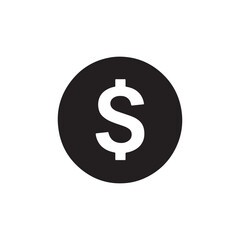 Black Circle with White Dollar Sign Icon: Finance and Currency Symbol