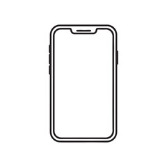 Outline of a smartphone, simple and clean design, suitable for app icons or presentations