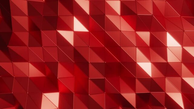 Abstract Red ruby triangle low polygon. Looping animation background 4K 