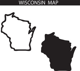 Wisconsin State Map Vector  Editable USA Midwest Outline