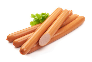 Pork hot dogs, isolated on white background.