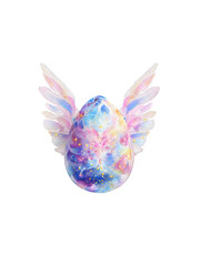 Ethereal Winged Egg Design with Cosmic Colors and Soft Textures