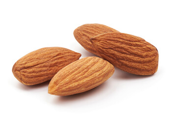 Almond nuts, isolated on white background.