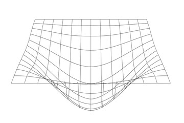 Geometry wireframe shape and grid black color 3D style cyberpunk element psychedelic rave style. 00s Y2k retro futuristic aesthetic vector 10 eps