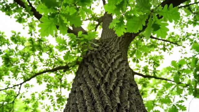Here are a few options for your video, keeping in mind the character limit and including relevant keywords Option 1 (Focus on perspective) Under the Canopy A Low-Angle View of Oak