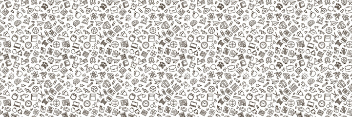 Pattern of welcome back to school with modern line icons school supplies for poster, banner. social media post, decoration. Vector Illustration . Vector illustration.
