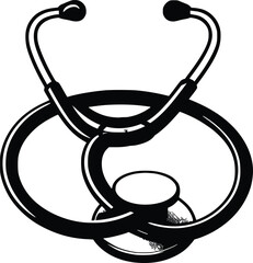 Minimalist Black and White Stethoscope Drawing for Medical Use

