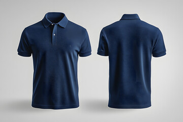 Navy blue polo shirt mockup clothing front back.