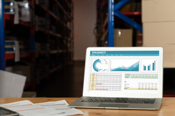 Spreadsheet document information financial startup concept. data and graphs in spreadsheet documents for online analysis project dashboard accounting digital snugly