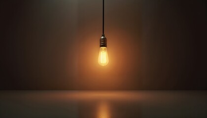 Vintage Lightbulb Minimalist In Warm Orange Glow For Inspiration Concept
