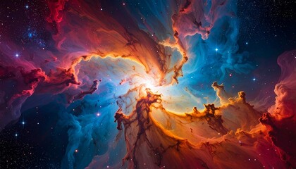 Vibrant Cosmic Nebula with Stars