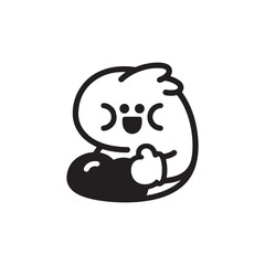 Cartoon monster character illustration cute simple drawing black and white art