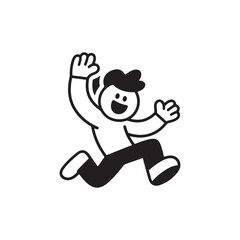 Cartoon character running illustration happy person joy success vector art