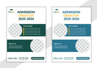 Creative style admission flyer template for school, college, university, coaching center vector design.Creative and modern online school kids education admission flyer poster template design vector.